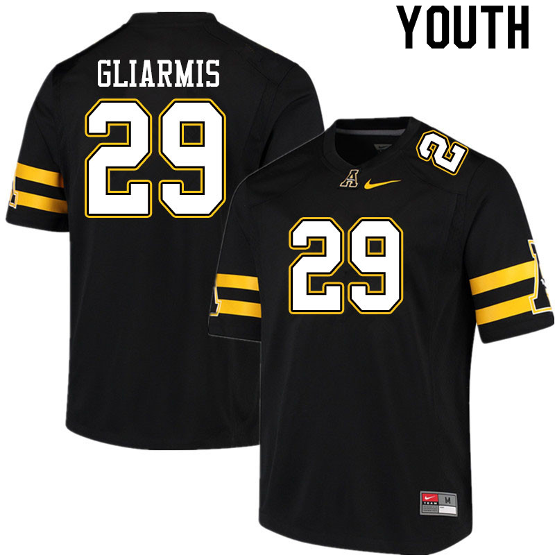 Youth #29 John Gliarmis Appalachian State Mountaineers College Football Jerseys Sale-Black - Click Image to Close